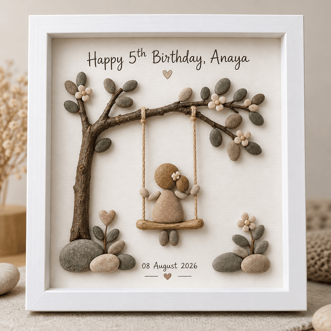 Birthday pebble art