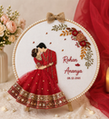 Personalized Couple Wedding Embroidery Hoop – Maroon & Yellow