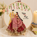 Personalized Bride Wedding Embroidery Hoop – Maroon on Mint