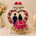 Personalized Couple Embroidery Hoop – Pink Floral Wreath